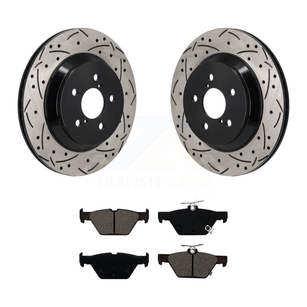 Coat Drill Slot Disc Brake Rotor Semi-Metallic Pad Rear Kit For Subaru Crosstrek