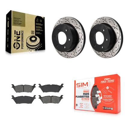 Drill Slot Brake Rotor Semi-Metallic Pad Rear Kit For 2022-2023 Ford Bronco 3.0L