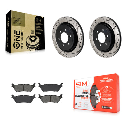 Drill Slot Disc Brake Rotors Semi-Metallic Pad Rear Kit For Ford F-150 Lightning