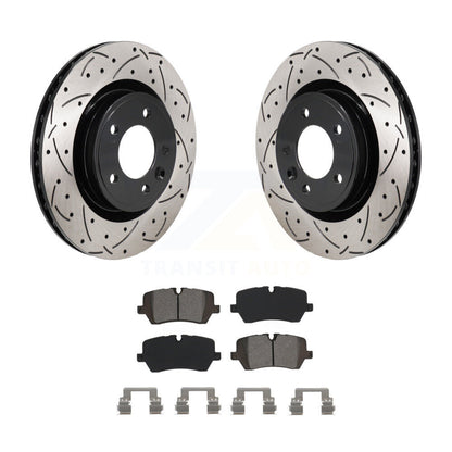 Drill Slot Brake Rotor Semi-Metallic Pad Rear Kit For Land Rover Discovery Range