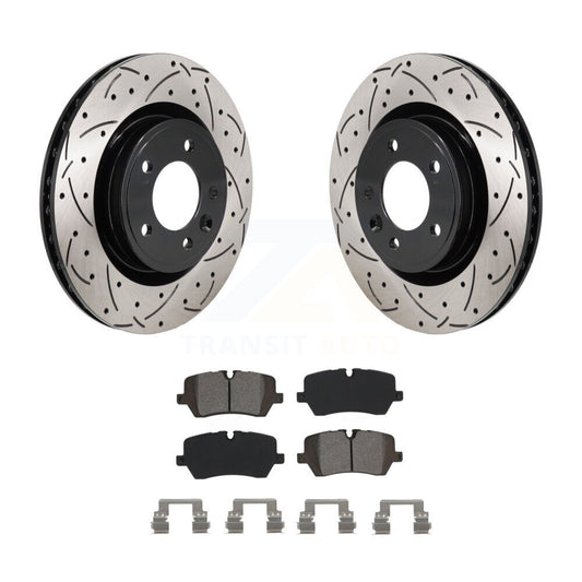 Drill Slot Brake Rotor Semi-Metallic Pad Rear Kit For Land Rover Discovery Range