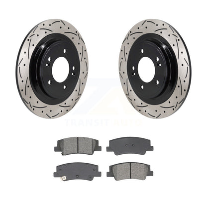 Drilled Slot Disc Brake Rotors Semi-Metallic Pad Rear Kit For Hyundai Tucson Kia