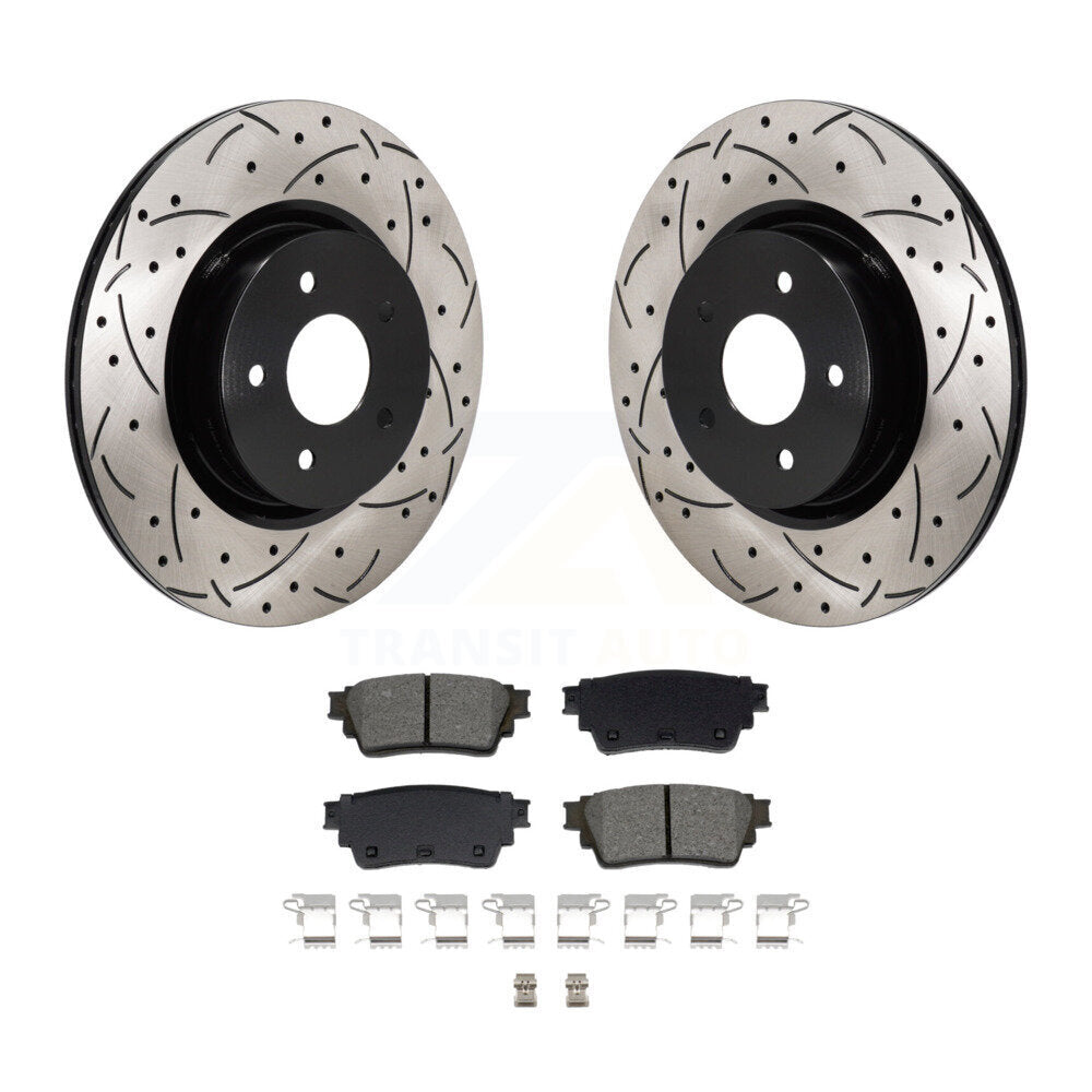 Drill Slot Brake Rotors Semi-Metallic Pad Rear Kit For Mitsubishi Outlander QX60