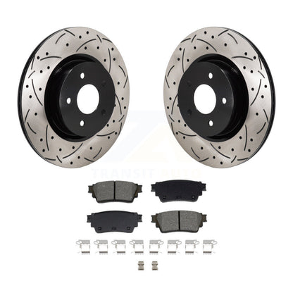Drill Slot Brake Rotors Semi-Metallic Pad Rear Kit For Mitsubishi Outlander QX60
