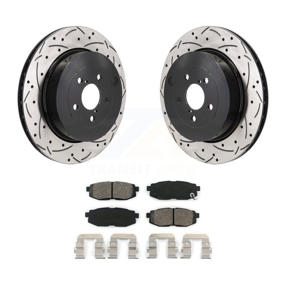 Drill Slot Disc Brake Rotors Semi-Metallic Pad Rear Kit For Subaru BRZ Toyota 86