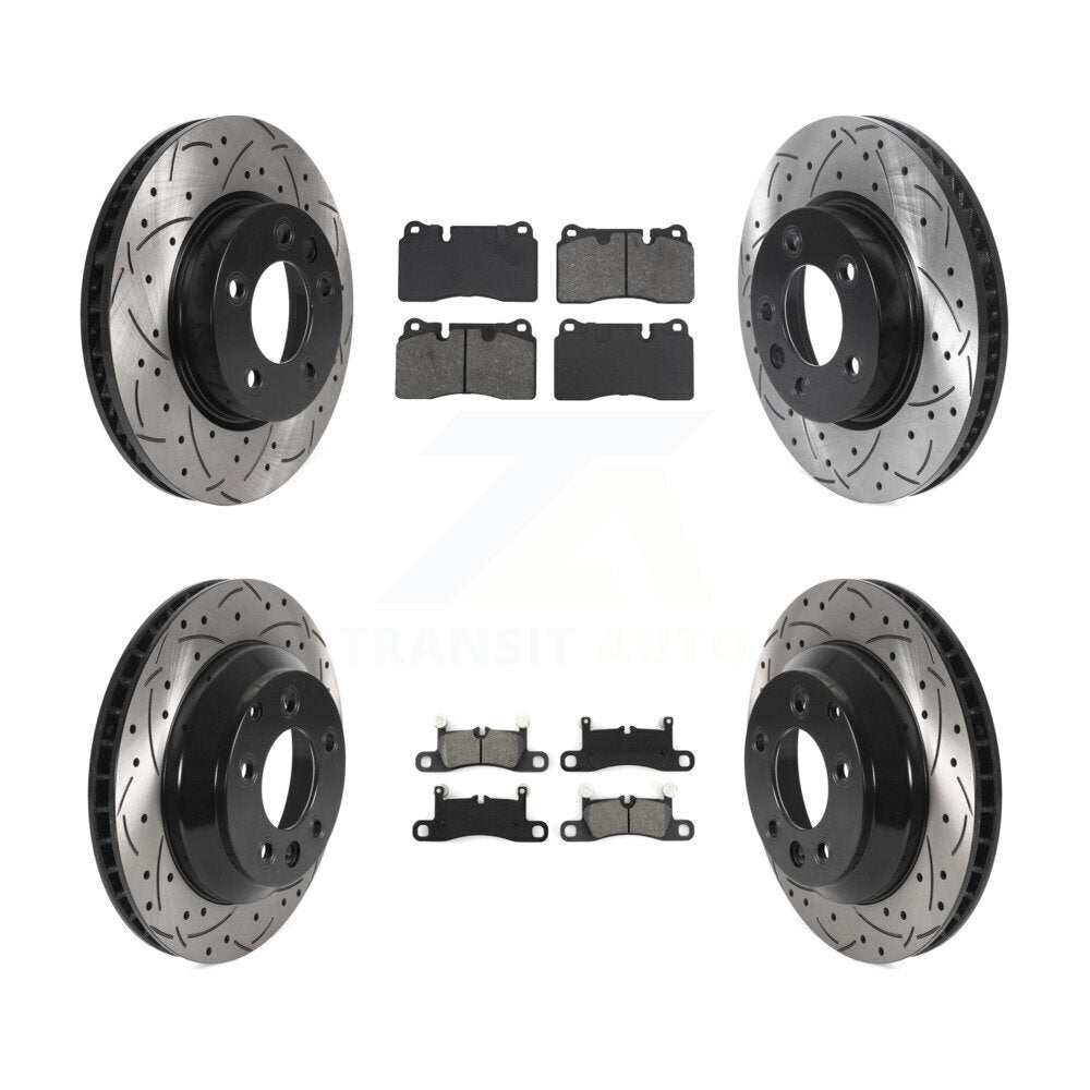 Disc Brake Rotor & Semi-Metallic Pad Front Rear Kit (6Pc) For Volkswagen Touareg