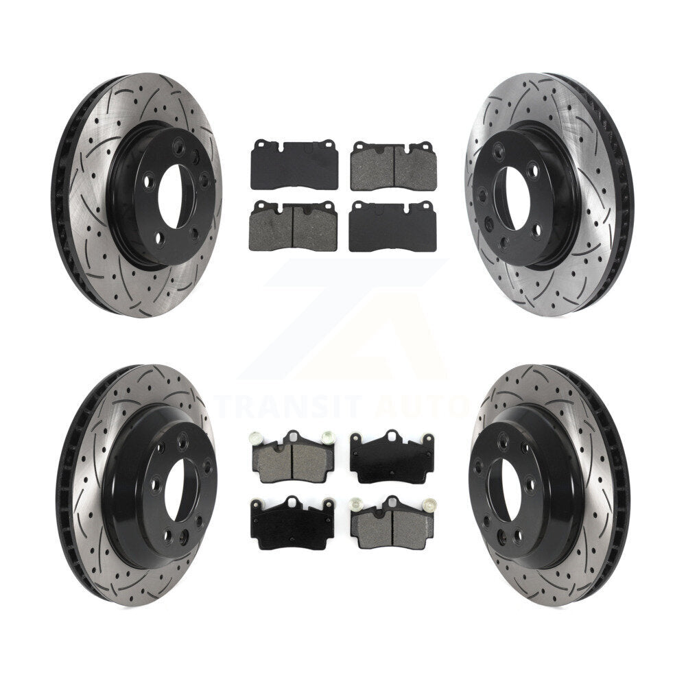 Disc Brake Rotor & Semi-Metallic Pad Front Rear Kit (6Pc) For Volkswagen Touareg