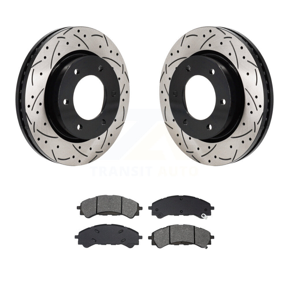 Drilled Slot Disc Brake Rotor Semi-Metallic Pad Front Kit For Ford Ranger Bronco