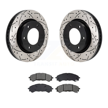 Drilled Slot Disc Brake Rotor Semi-Metallic Pad Front Kit For Ford Ranger Bronco
