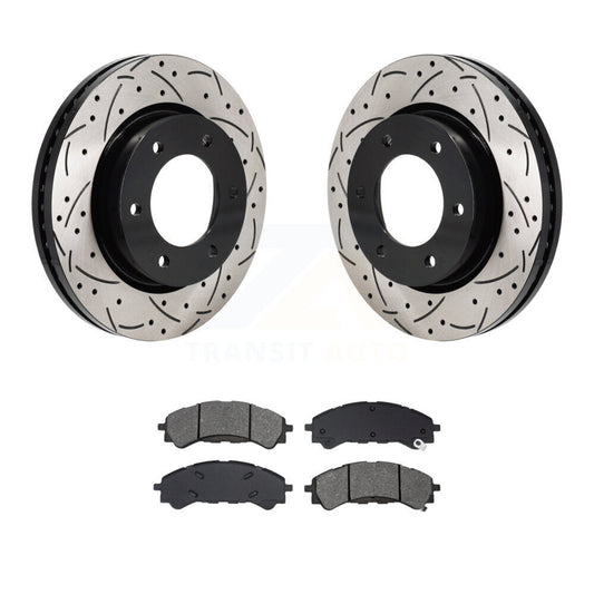 Drilled Slot Disc Brake Rotor Semi-Metallic Pad Front Kit For Ford Ranger Bronco