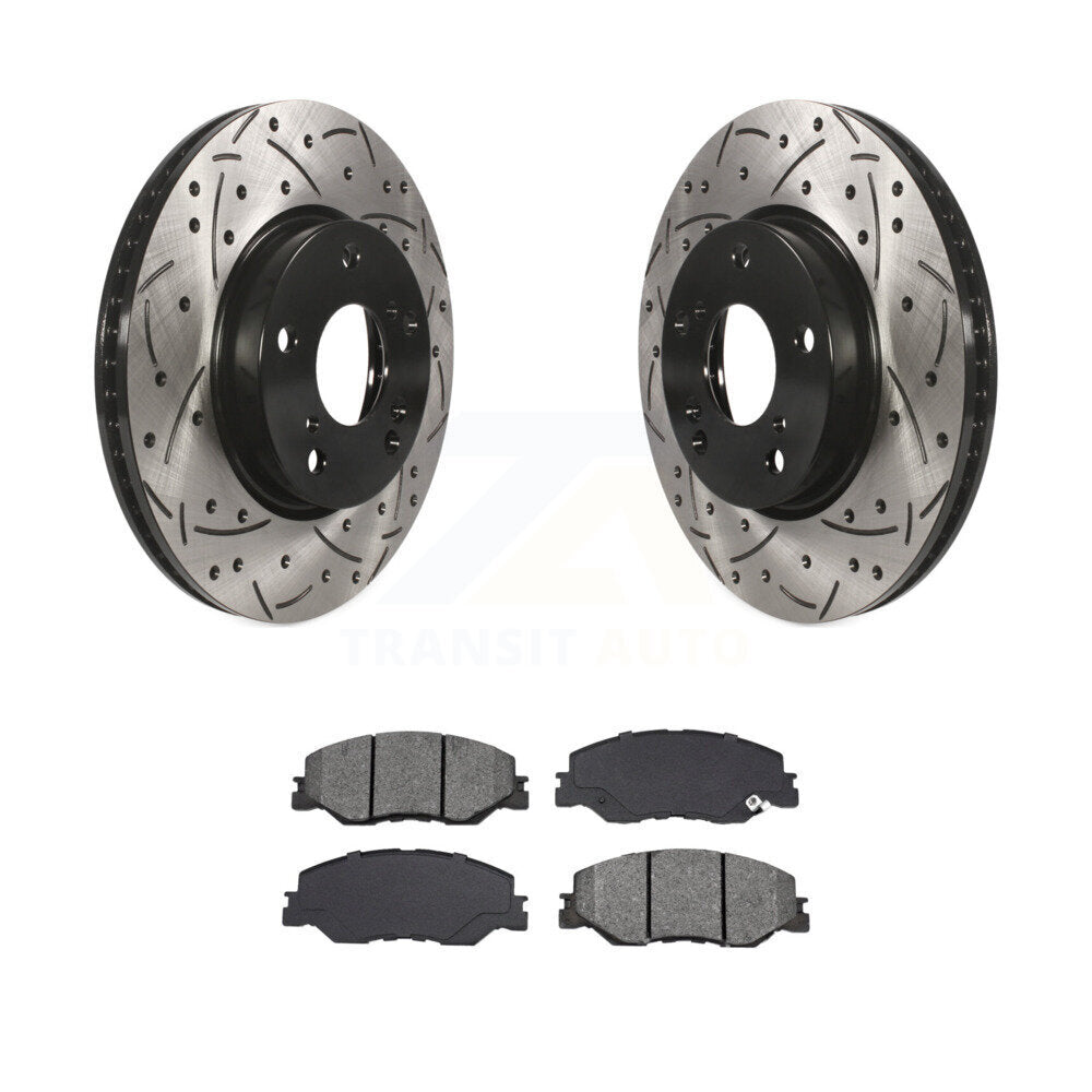 Drill Slot Disc Brake Rotors Semi-Metallic Pad Front Kit For Honda Civic Insight