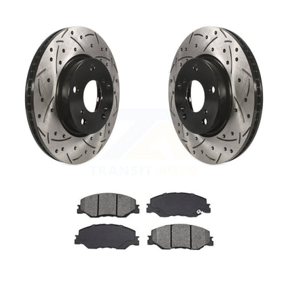 Drill Slot Disc Brake Rotors Semi-Metallic Pad Front Kit For Honda Civic Insight