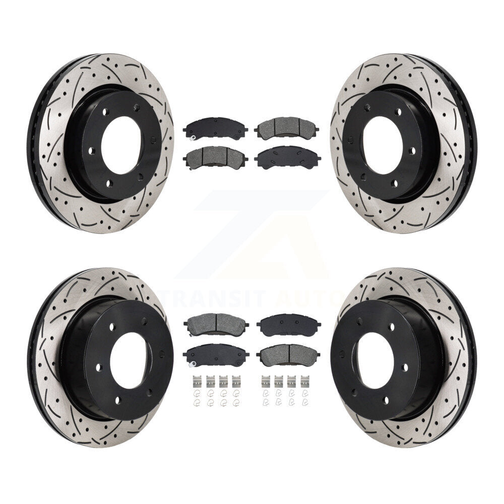 Drilled Slot Brake Rotors Semi-Metallic Pad Front Rear Kit For 19-23 Ford Ranger