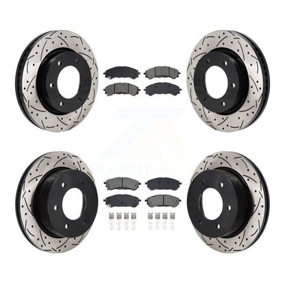 Drilled Slot Brake Rotors Semi-Metallic Pad Front Rear Kit For 19-23 Ford Ranger