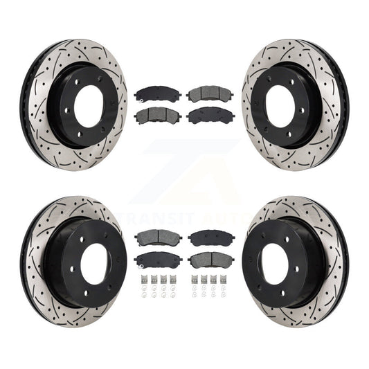 Drilled Slot Brake Rotors Semi-Metallic Pad Front Rear Kit For 19-23 Ford Ranger