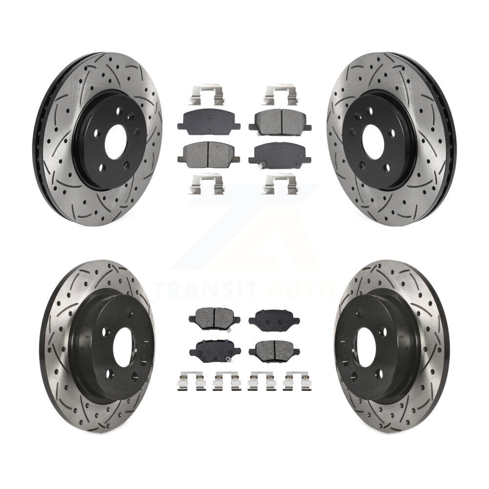 Drilled Slot Brake Rotors Semi-Metallic Pad Front Rear Kit For Buick Encore Trax