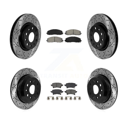 Drilled Slot Disc Brake Rotor Semi-Metallic Pad Front Rear Kit For Jeep Wrangler
