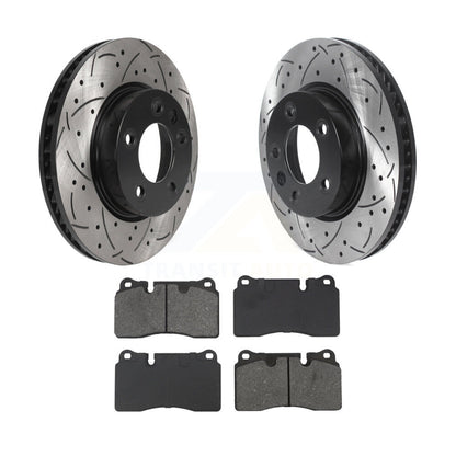 Drilled Slot Disc Brake Rotor Semi-Metallic Pad Front Kit For Volkswagen Touareg