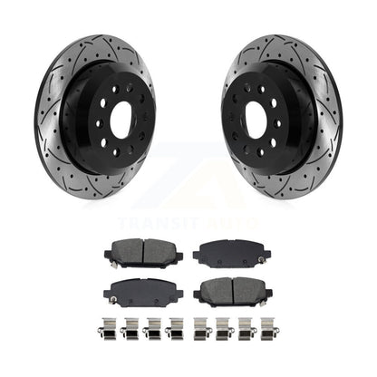 Drill Slot Brake Rotors Semi-Metallic Pad Rear Kit For 18-20 Jeep Wrangler Sport