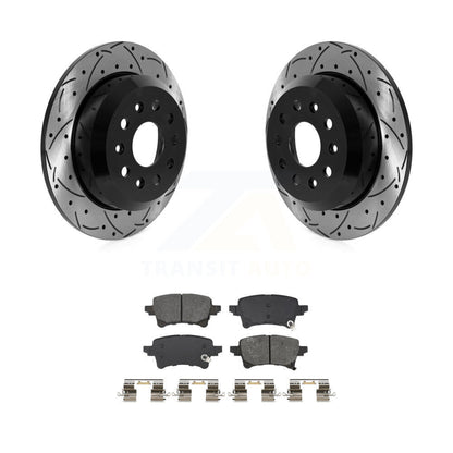 Coated Drill Slot Disc Brake Rotors Semi-Metallic Pad Rear Kit For Jeep Wrangler