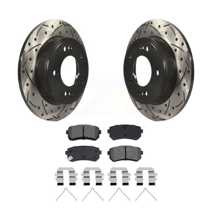 Drilled Slot Brake Rotors Semi-Metallic Pad Rear Kit For Hyundai Kona Kia Seltos