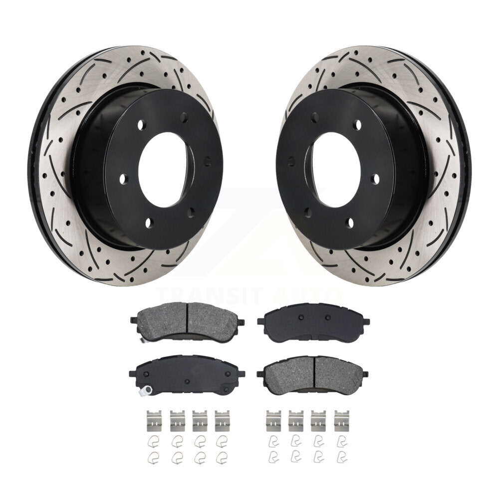 Drill Slot Disc Brake Rotor Semi-Metallic Pad Rear Kit For 2019-2023 Ford Ranger