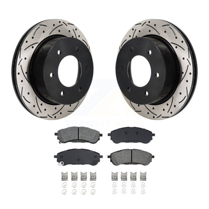 Drill Slot Disc Brake Rotor Semi-Metallic Pad Rear Kit For 2019-2023 Ford Ranger