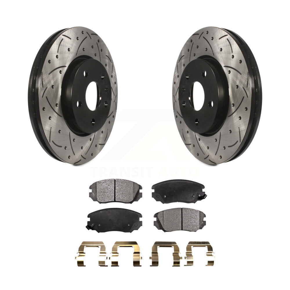 Drilled Slot Brake Rotor Ceramic Pad Front Kit For Chevrolet Equinox GMC Terrain