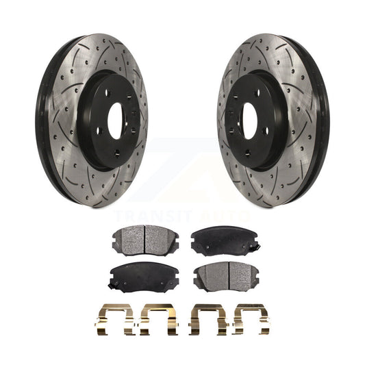 Drilled Slot Brake Rotor Ceramic Pad Front Kit For Chevrolet Equinox GMC Terrain
