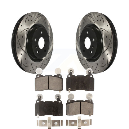 Coated Drill Slot Disc Brake Rotor Ceramic Pad Front Kit For Chevrolet Camaro SS