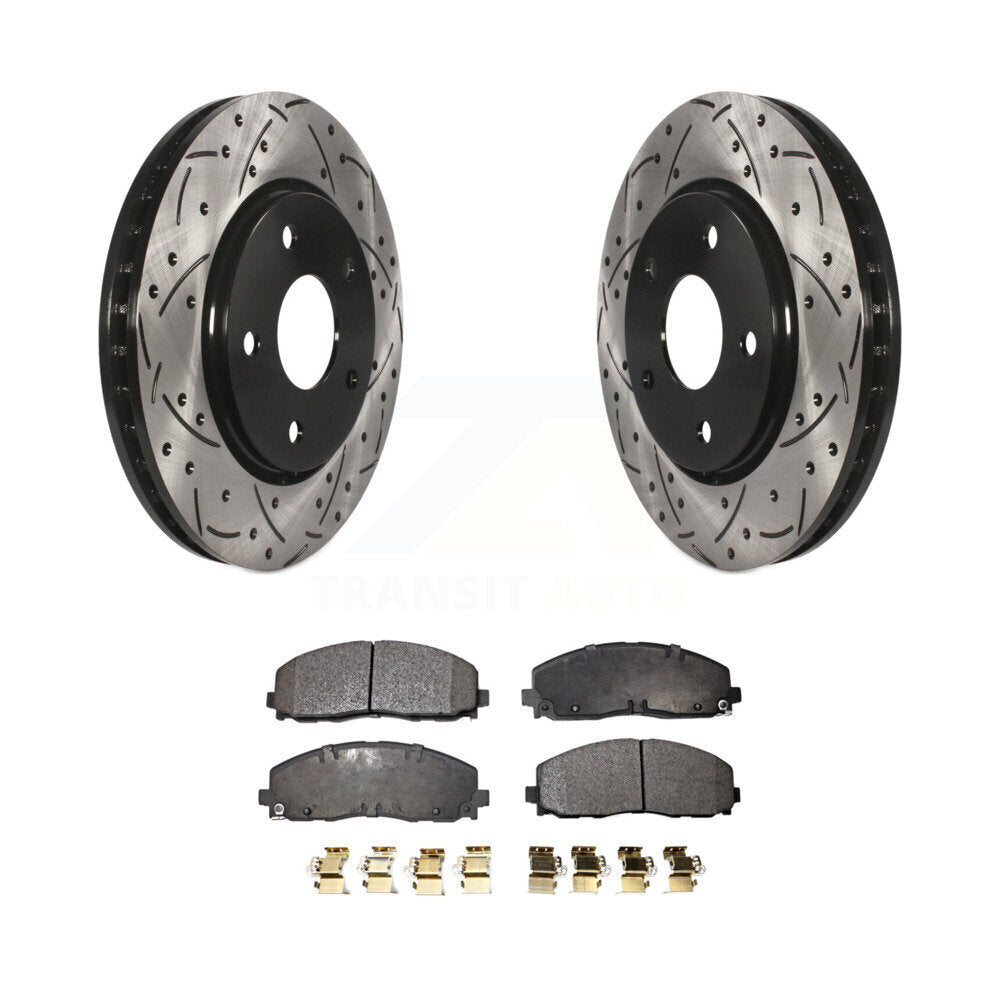 Coated Drill Slot Disc Brake Rotor Ceramic Pad Front Kit For Dodge Grand Caravan