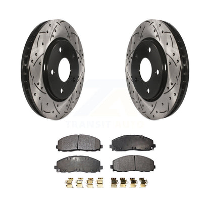 Coated Drill Slot Disc Brake Rotor Ceramic Pad Front Kit For Dodge Grand Caravan