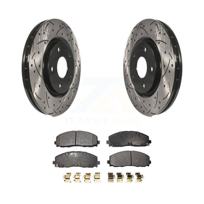 Drilled Slot Brake Rotor Ceramic Pad Front Kit For Dodge Grand Caravan Journey &