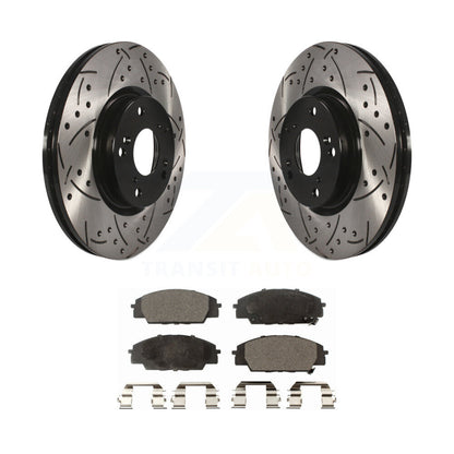 Drill Slot Disc Brake Rotors Ceramic Pad Front Kit For Honda Civic Acura CSX RSX