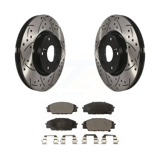 Drill Slot Disc Brake Rotors Ceramic Pad Front Kit For Honda Civic Acura CSX RSX