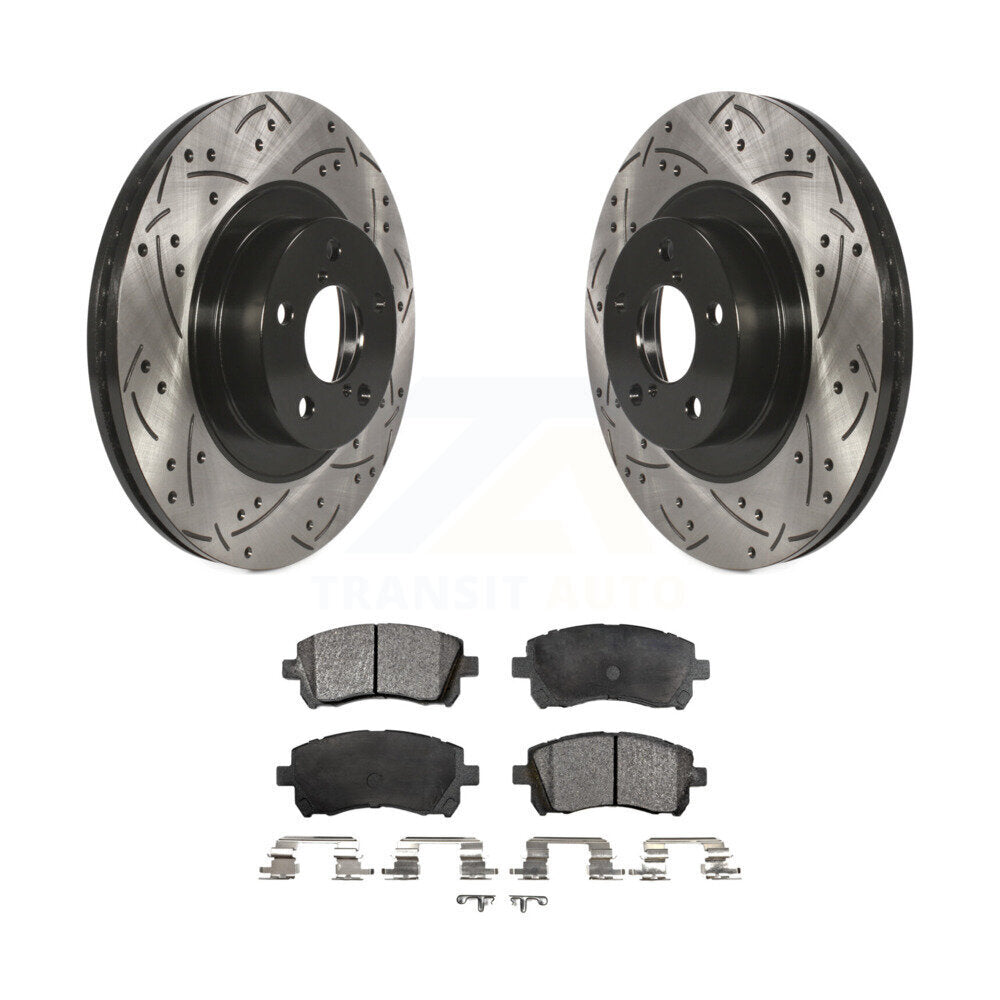 Drilled Slot Brake Rotor Ceramic Pad Front Kit For Subaru Impreza Outback Legacy