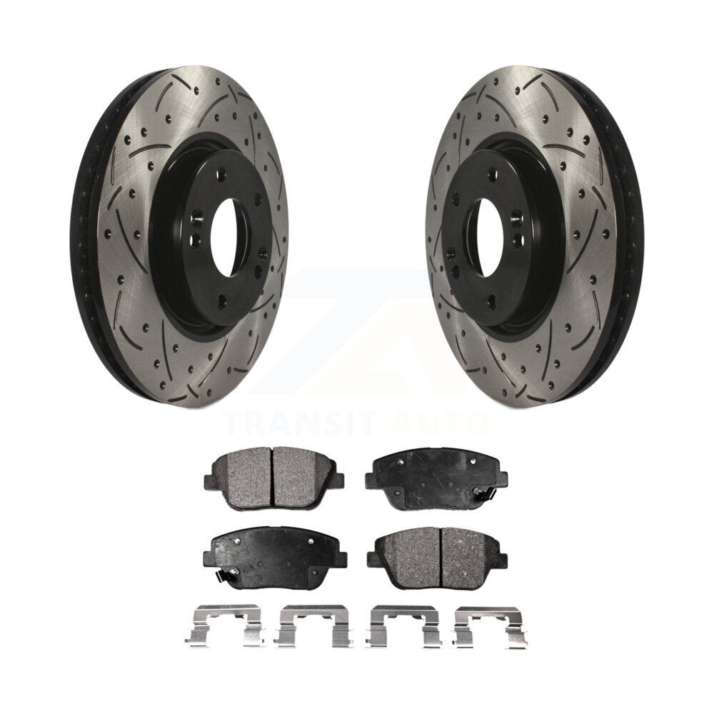 Drill Slot Disc Brake Rotors Ceramic Pad Front Kit For Hyundai Sonata Kia Optima