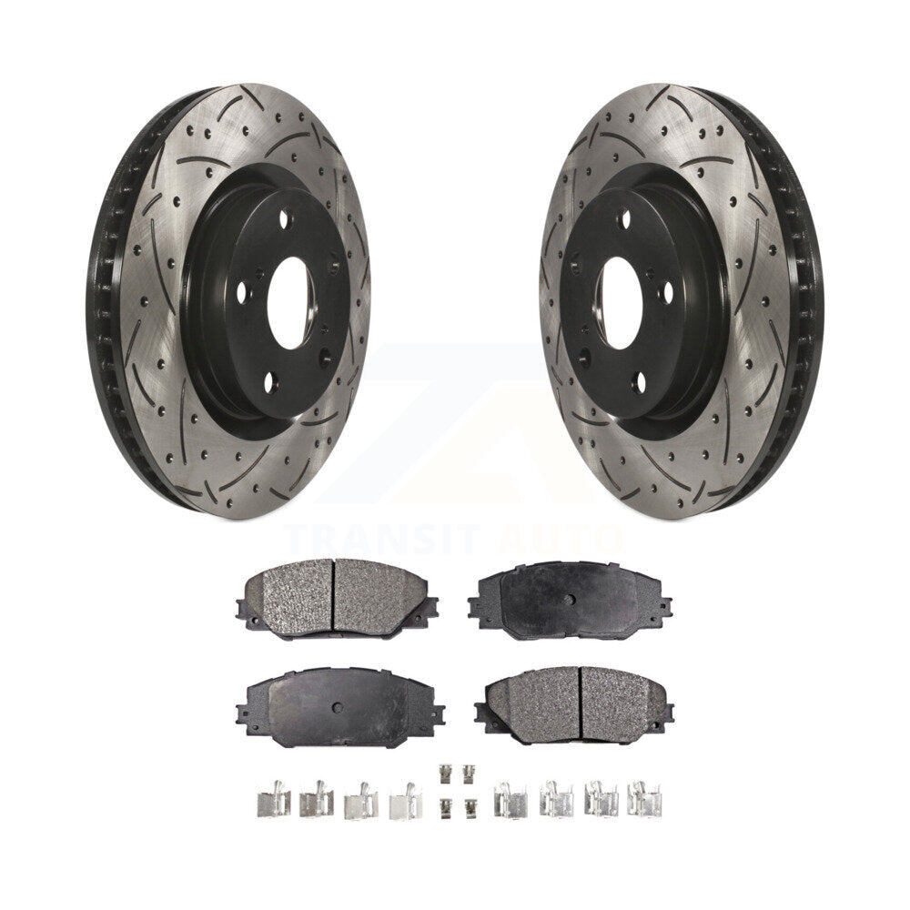 Drill Slot Brake Rotor Ceramic Pad Front Kit For Toyota RAV4 Matrix Pontiac Vibe