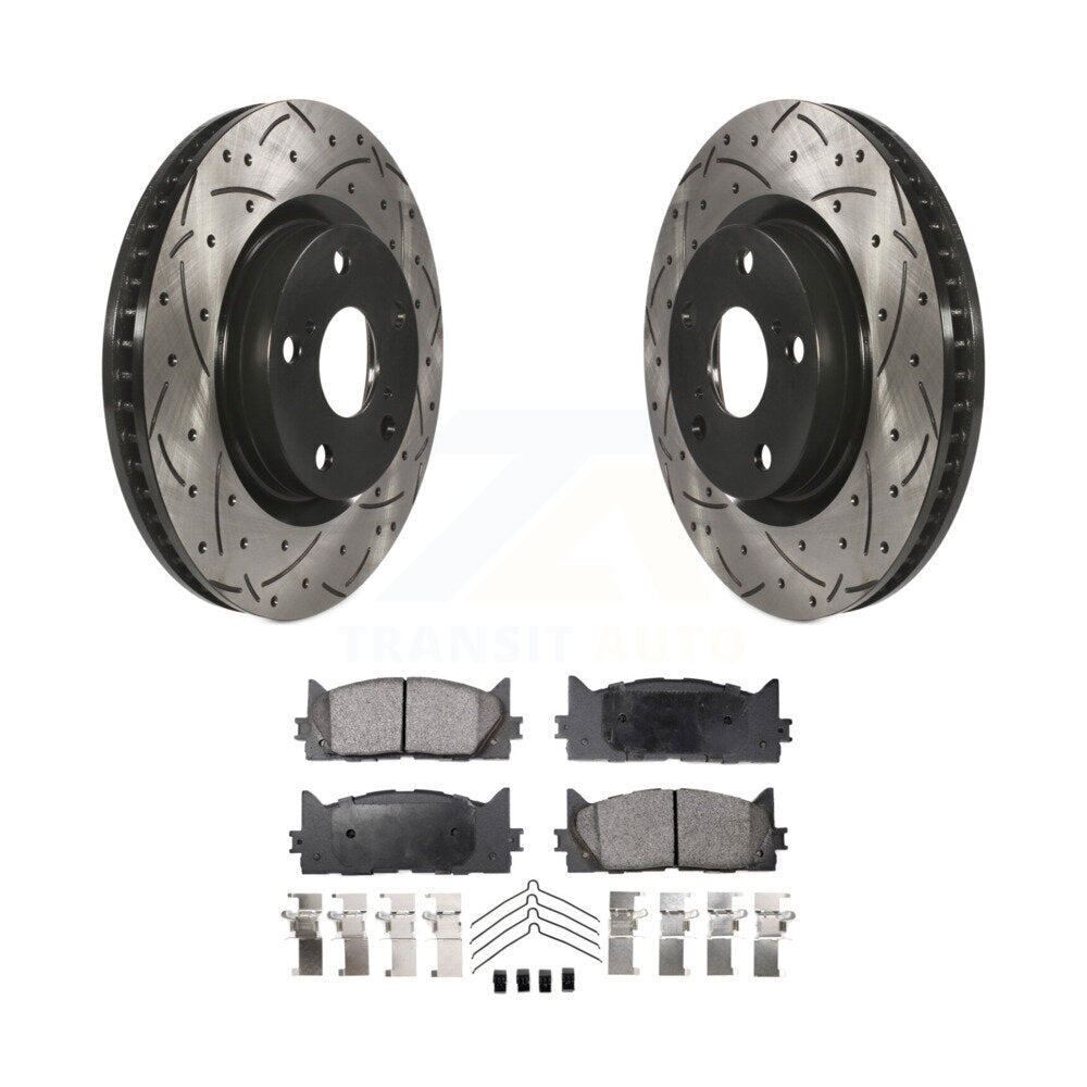 Drill Slot Brake Rotor Ceramic Pad Front Kit For Toyota Camry Lexus ES350 Avalon