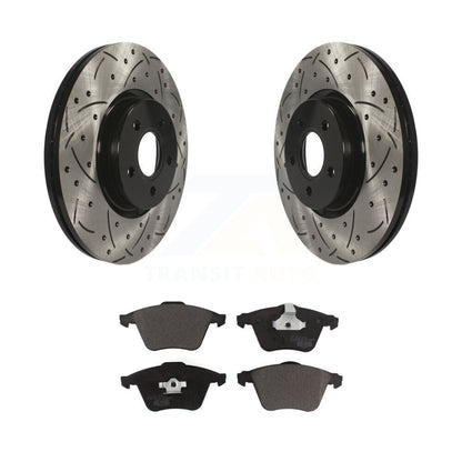 Coated Drilled Slot Disc Brake Rotor Ceramic Pad Front Kit For Volvo S40 V50 C70
