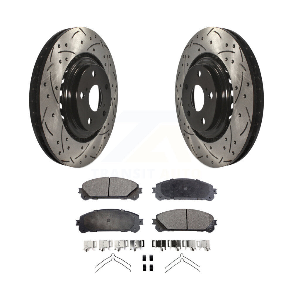 Drill Slot Brake Rotors Ceramic Pad Front Kit For Toyota Highlander Sienna Lexus