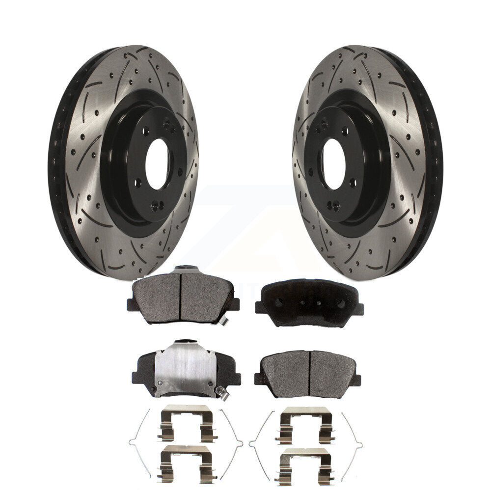 Drilled Slot Brake Rotors Ceramic Pad Front Kit For Kia Sorento Hyundai Santa Fe