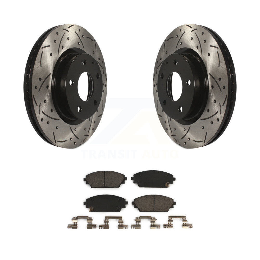 Coated Drill Slot Disc Brake Rotors Ceramic Pad Front Kit For Mazda 3 CX-3 Sport