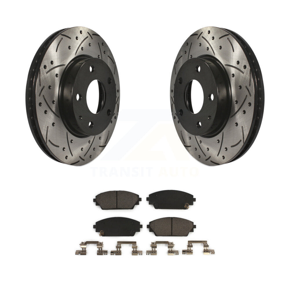 Coated Drill Slot Disc Brake Rotors Ceramic Pad Front Kit For Mazda 3 CX-3 Sport
