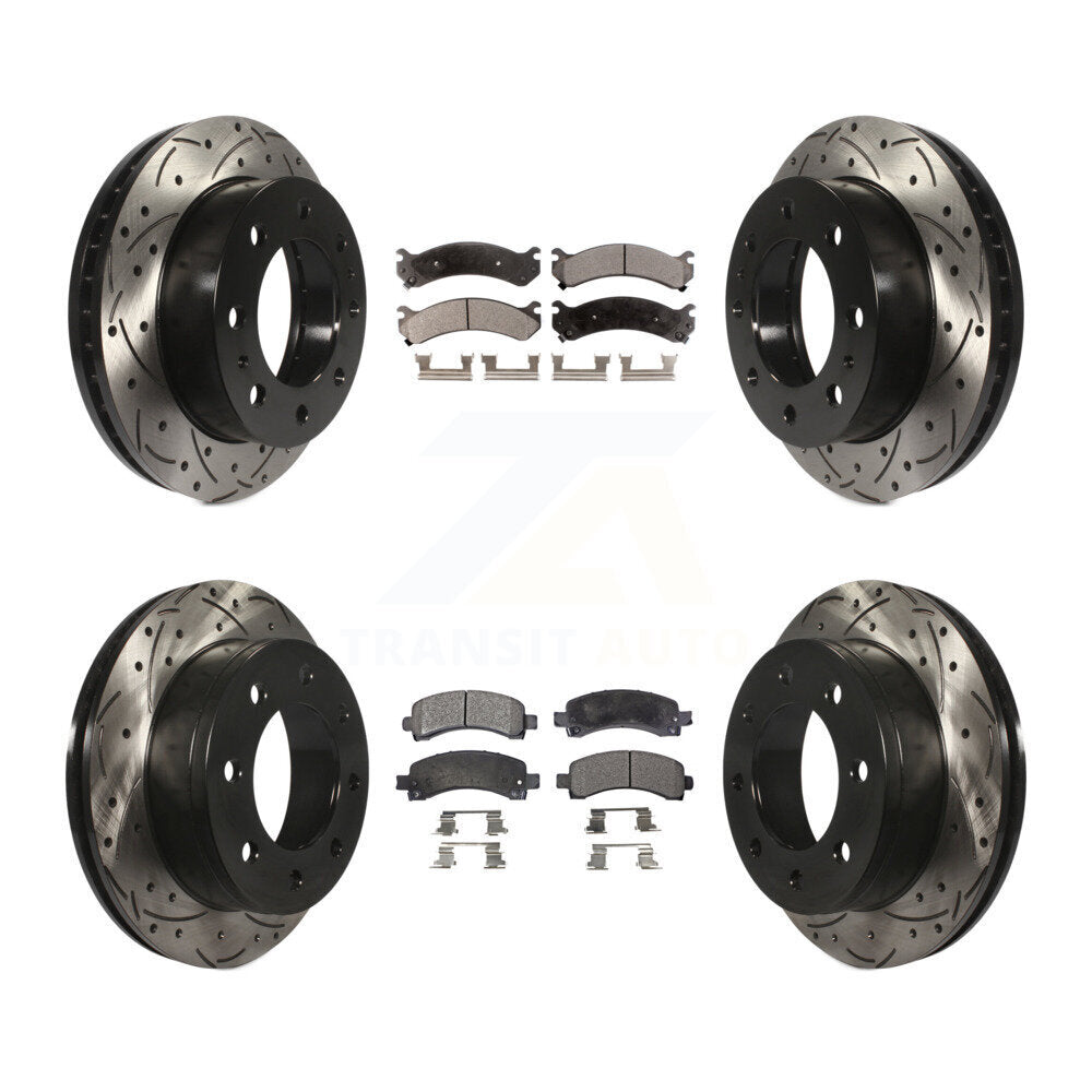 Drill Slot Brake Rotor Ceramic Pad Front Rear Kit For Chevrolet Express 2500 GMC