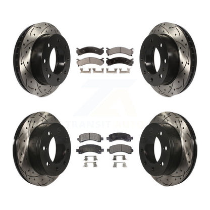 Drill Slot Brake Rotor Ceramic Pad Front Rear Kit For Chevrolet Express 2500 GMC