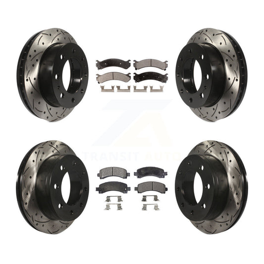 Drill Slot Brake Rotor Ceramic Pad Front Rear Kit For Chevrolet Express 2500 GMC