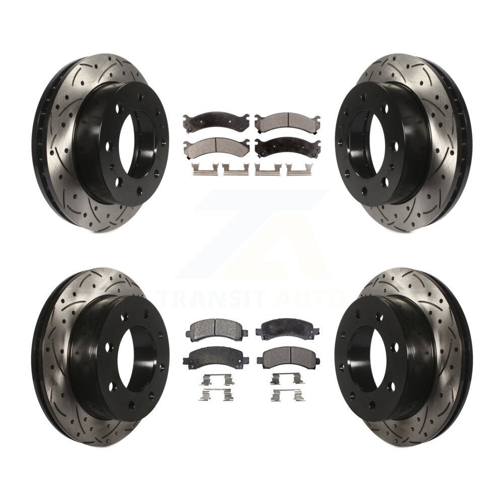 Drill Slot Brake Rotor Ceramic Pad Front Rear Kit For Chevrolet Express 2500 GMC