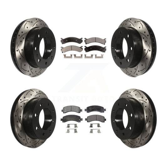 Drill Slot Brake Rotor Ceramic Pad Front Rear Kit For Chevrolet Express 2500 GMC