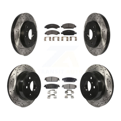 Drill Slot Brake Rotors Ceramic Pad Front Rear Kit For Chevrolet GMC Sierra 1500